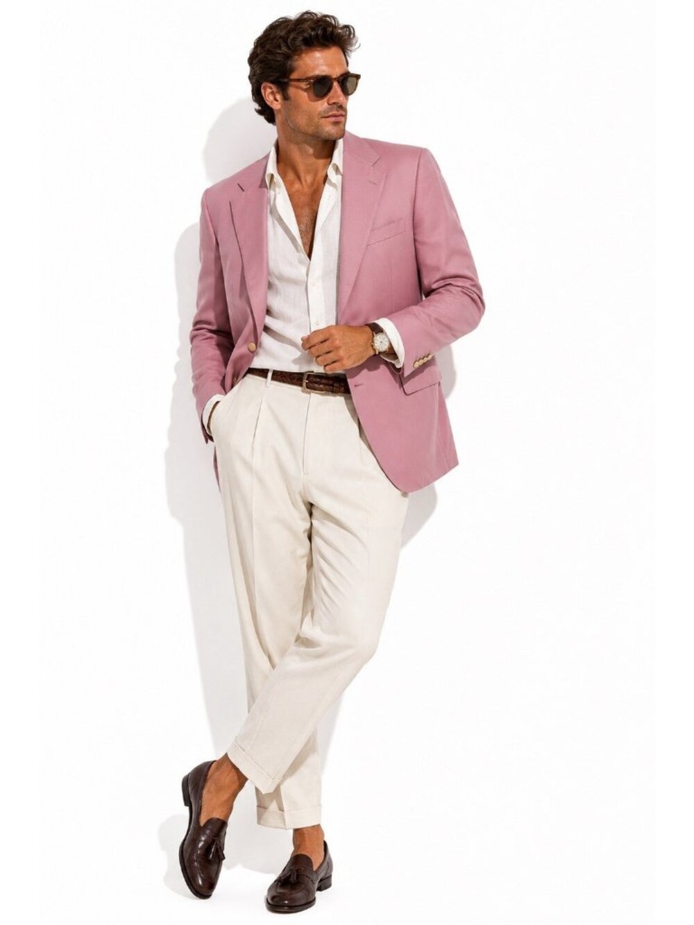 VINTAGE PINK BLAZER jacket sport coat 40R gold buttons palm springs retro cool